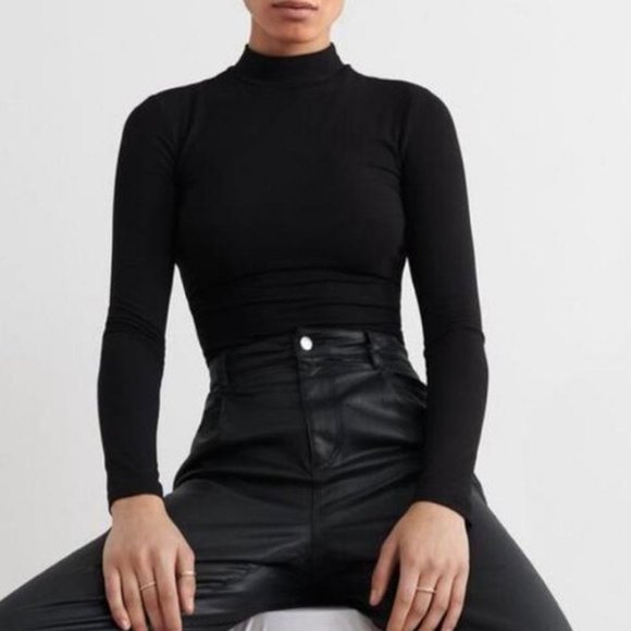 Brand New Mock Neck Lace-Up Top - Picture 2 of 3